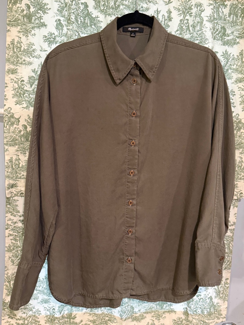 Madewell Olive Button-Down Shirt Sleeve Detail